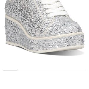 INC International Concepts Silver Sparkle Wedge Sneakers